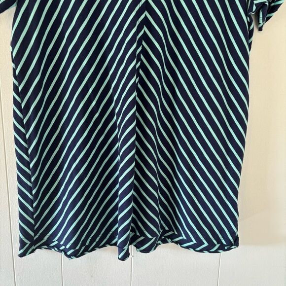 Soft Surroundings Pima Cotton Indra Blue Striped Short Sleeve Tee Medium Boho - Picture 4 of 12